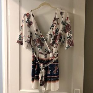 Blue Rain Floral Romper